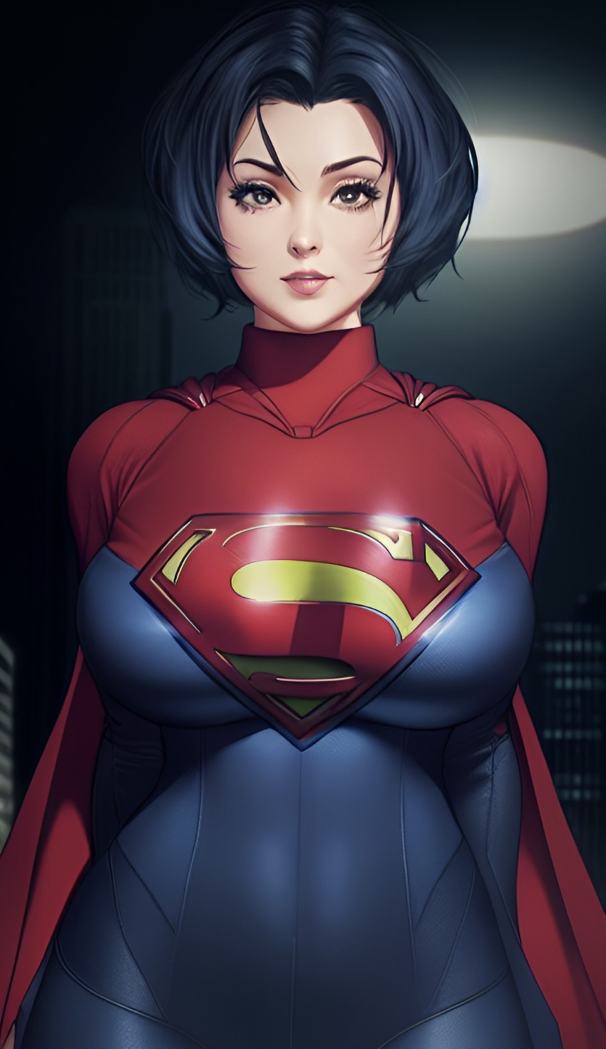 1girl ai_generated big_breasts breasts curvy curvy_female curvy_figure dc_comics looking_at_viewer supergirl thick thick_thighs