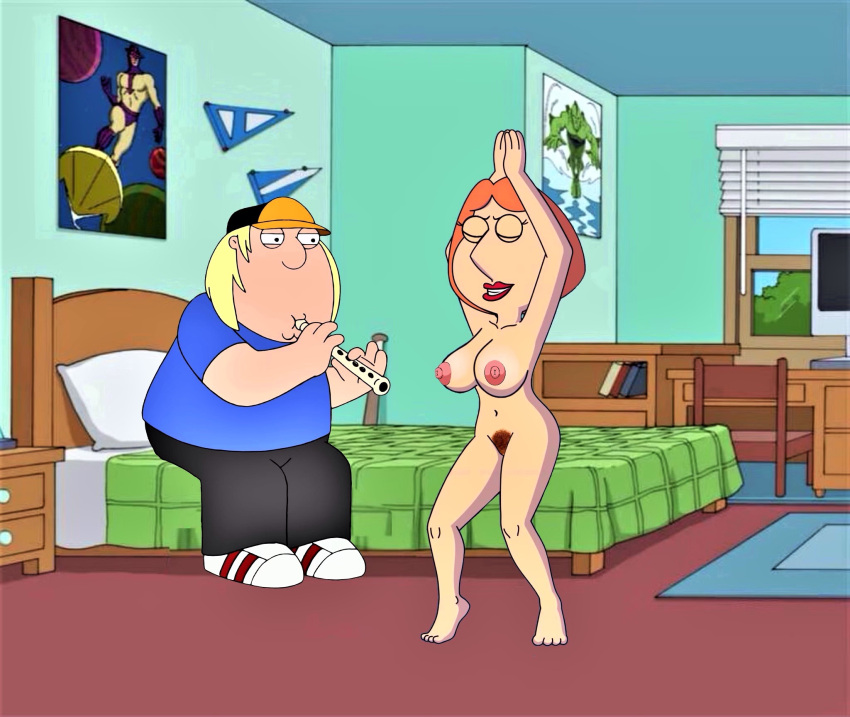 big_breasts chris_griffin dancing erect_nipples family_guy lois_griffin pubic_hair pussy thighs