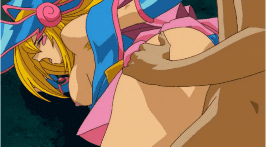 1boy 1girl ambiguous_penetration arms_held_back ass_grab blonde_hair breasts breasts_out closed_eyes clothed clothed_female_nude_male clothing dark_magician_girl doggy_position doggy_style_position from_behind from_behind_position gif gif hand_on_ass nipples panties_aside r**e sex sex_from_behind straight yu-gi-oh!