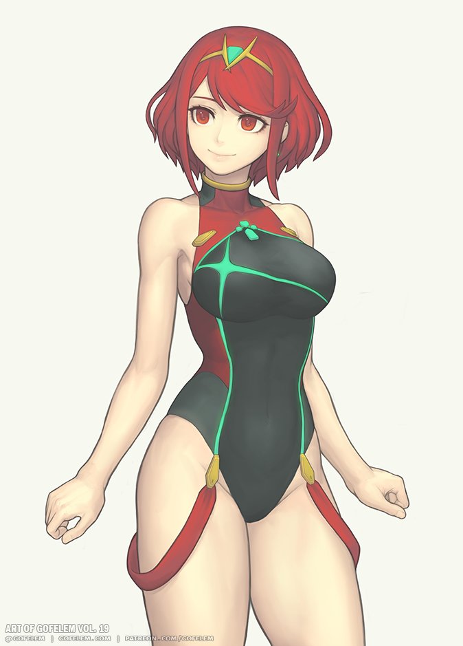 1girl 1girl 1girl alluring breasts core_crystal female_only gofelem milf nintendo pyra red_eyes red_hair xenoblade_(series) xenoblade_chronicles_2