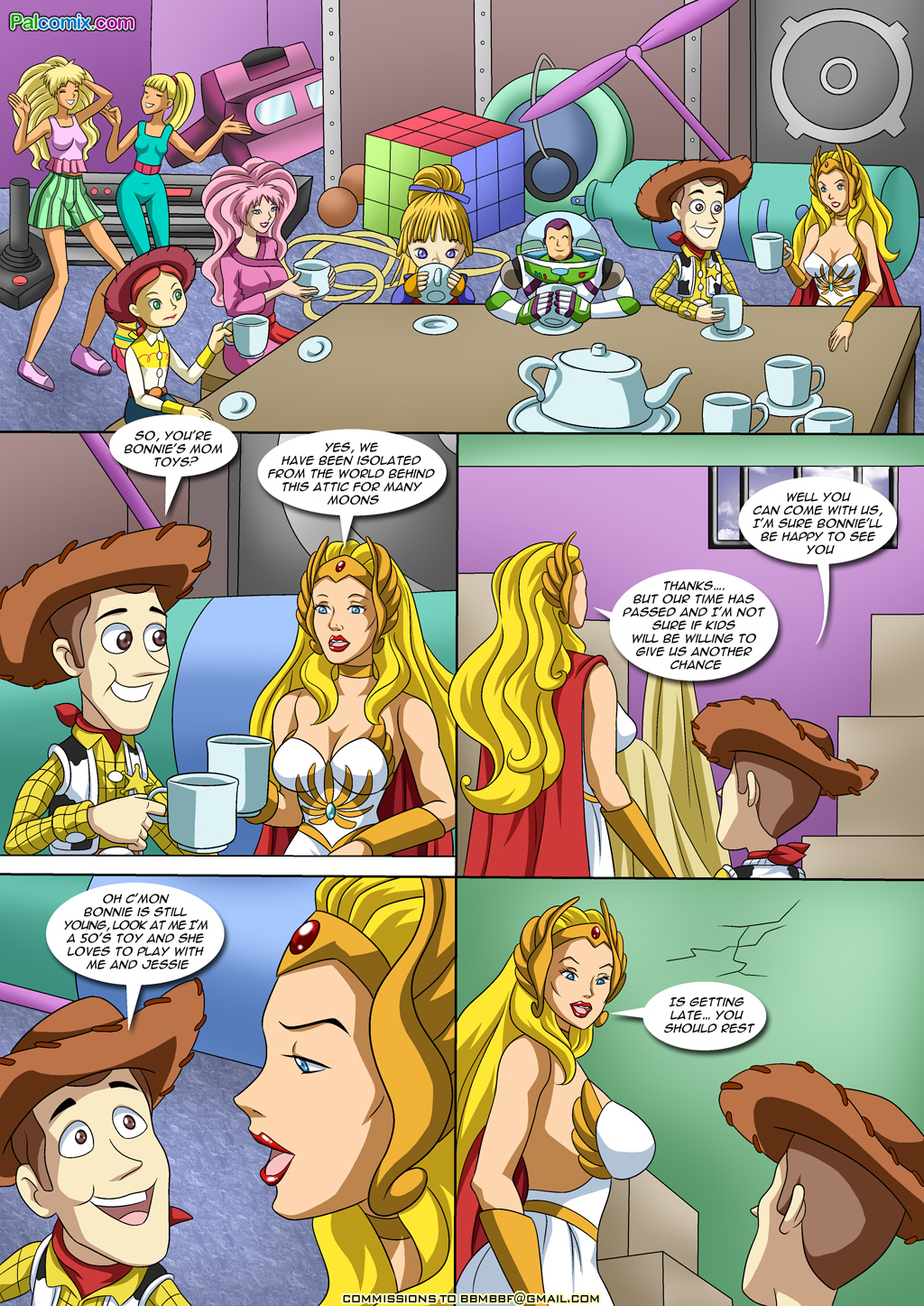 80s barbie bbmbbf blast_from_the_past breasts buzz_lightyear comic crossover dialogue disney jem jessie_(toy_story) palcomix pixar rainbow_brite_(character) she-ra toon.wtf toy_story woody