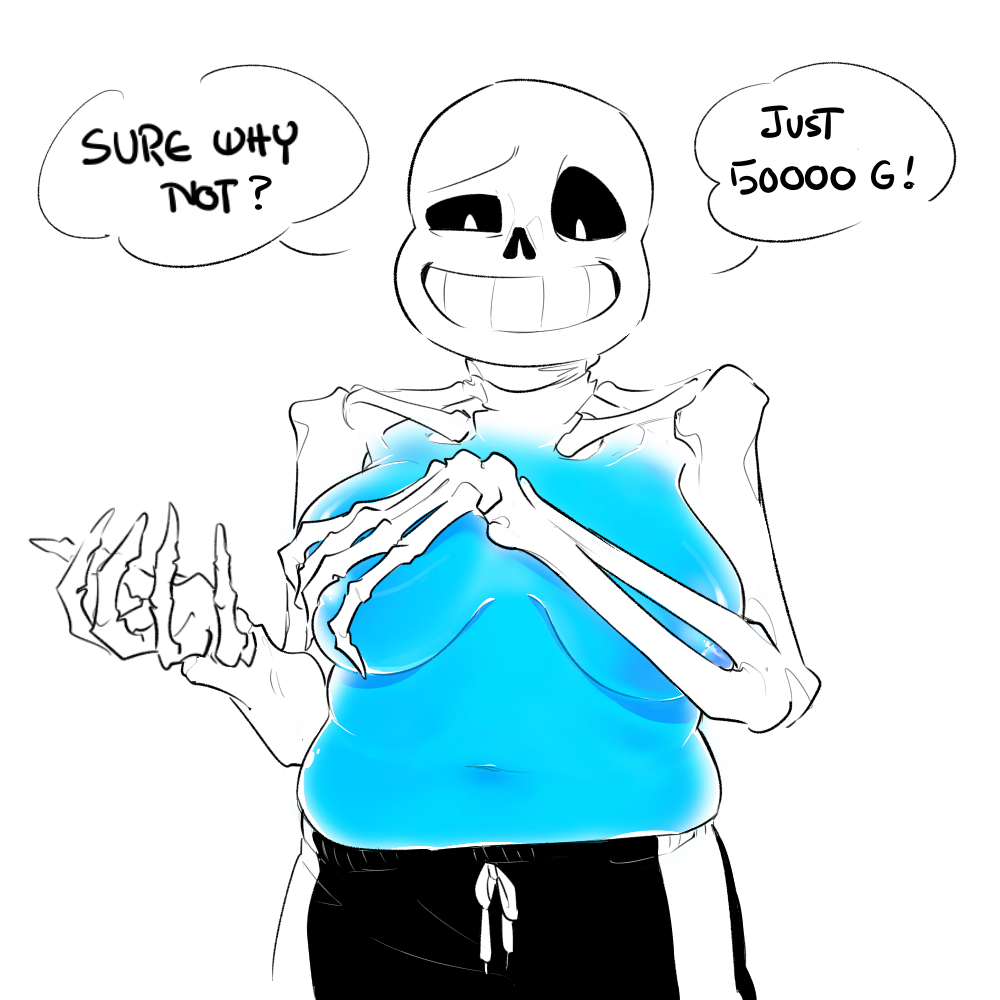 1:1 1:1_aspect_ratio animated_skeleton blue_body breasts chubby covering_breasts covering_nipples covering_self ectobody eli-sin-g english_text kolesjoie looking_at_viewer monster navel sans sans_(undertale) skeleton solo talking_to_viewer text topless undead undertale undertale_(series)