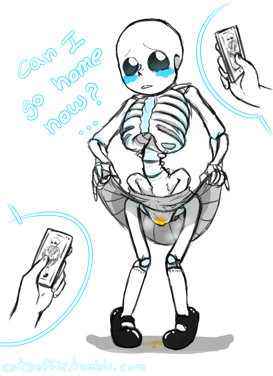 animated_skeleton blue_blush blush bottom_sans catyuffie clothed english_text humiliation monster omorashi panties pee peeing_self phone piss sans sans_(undertale) skeleton skirt skirt_lift solo_focus taking_picture text topless tumblr_username uke_sans undead undertale undertale_(series) urinating urination white_background