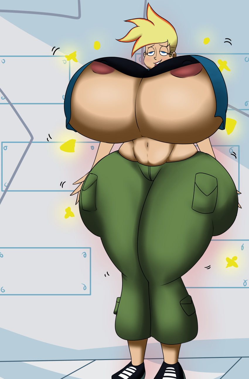 blonde_hair blue_eyes breast_expansion butt_expansion genderswap genderswap_(mtf) gigantic_ass gigantic_breasts hourglass_figure imstupid13 johnny_test