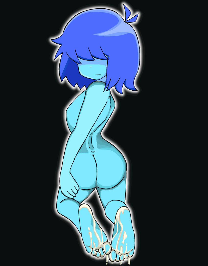 1female 1girl 2020s 2022 alternate_version_available ass black_background blue_body blue_hair blue_skin breasts butt cum cum_on_feet cum_on_foot deltarune female female_human female_kris_(deltarune) female_only gopindon hair_over_eyes human human_only kris_(dark_world_form) kris_(deltarune) kris_female_(deltarune) naked_female nude nude_female pixiv_id_30630433 short_hair simple_background solo solo_female undertale_(series)