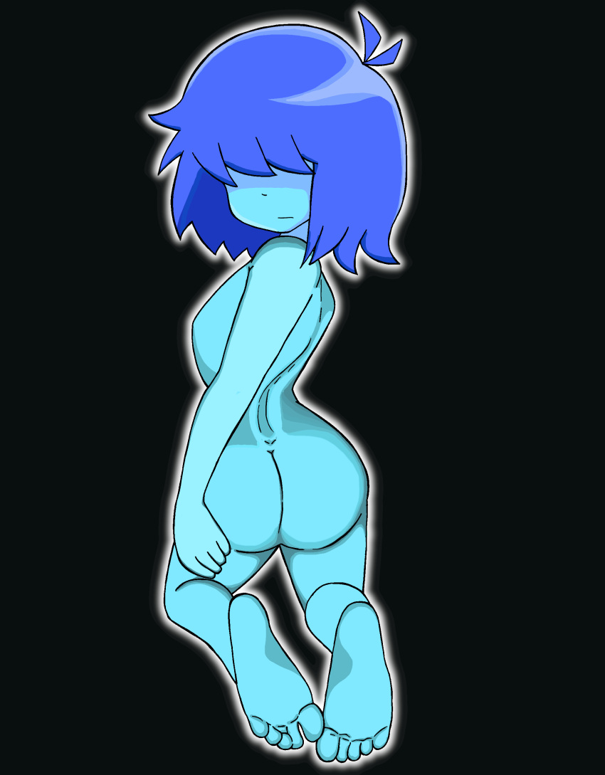 1female 1girl 2020s 2022 alternate_version_available ass black_background blue_body blue_hair blue_skin breasts butt deltarune female female_human female_kris_(deltarune) female_only gopindon hair_over_eyes human human_only kris_(dark_world_form) kris_(deltarune) kris_female_(deltarune) naked_female nude nude_female pixiv_id_30630433 short_hair simple_background solo solo_female undertale_(series)