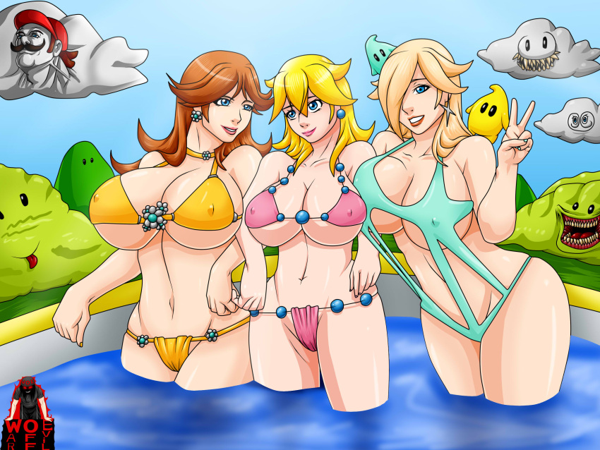 bikini breasts mario_(series) nintendo princess_daisy princess_peach rosalina war-off-evil