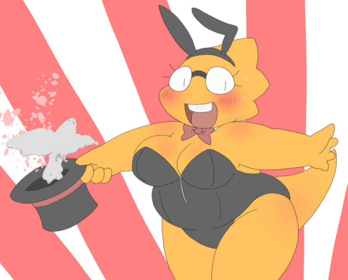 1_girl 1girl 2020s 2021 adorable alphys alphys_(undertale) anthro anthro_only aruput aruput_ut avian bird breasts bunny_ears bunnysuit chubby chubby_anthro chubby_female cute female female_anthro female_only glasses lizard lizard_girl lizard_tail magician magician_hat monster monster_girl non-mammal_breasts reptile reptile_girl reptile_tail scalie solo solo_anthro solo_female tail two-tone_background two_tone_background undertale undertale_(series) yellow_body yellow_skin