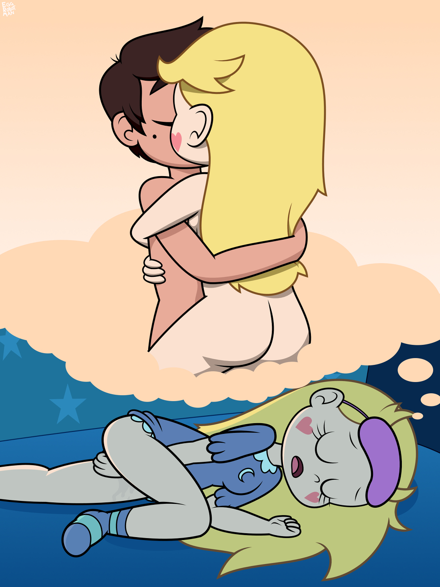 1boy 1girl ass blonde_hair blue_eyes brown_eyes brown_hair canon_couple hugging kissing marco_diaz nude nude_female nude_male star_butterfly star_vs_the_forces_of_evil