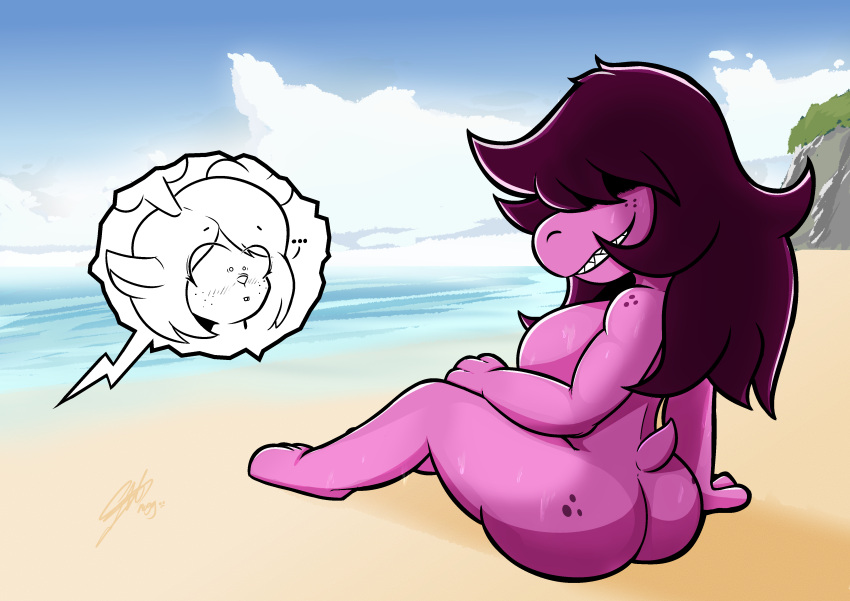 ... 2023 2girls absurd_res accidental_exposure anthro ass beach big_breasts blush bodily_fluids breasts bubble_butt capreoline cloud completely_nude completely_nude_female deer deltarune digital_drawing_(artwork) digital_media_(artwork) embarrassed female female/female female_only full_body hair hair_over_eye high_res humanoid long_hair looking_back mammal naked naked_female noelle_holiday nude nude_anthro nude_female nuggnogg one_eye_obstructed purple_body purple_hair purple_skin rear_view reindeer reptile scalie seaside shoreline side_boob smug solo_focus speech_bubble summer sunny susie_(deltarune) sweat thick_thighs undertale_(series) voyeur water