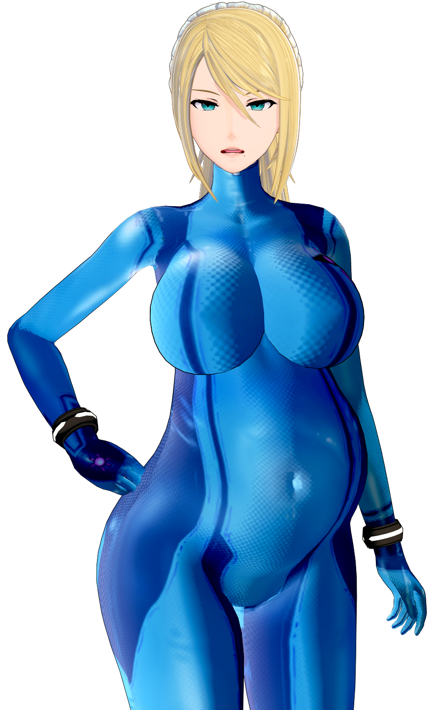 3d 3d_(artwork) angry beauty_mark big_breasts blonde_hair collar implied_rape koikatsu nintendo pregnant pregnant_female revealing_clothes samus_aran slave zero_suit