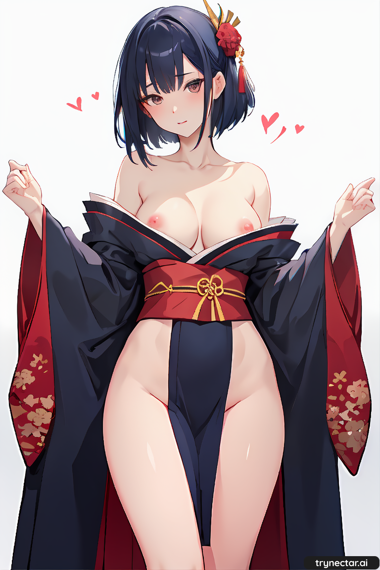 ai_generated breasts breasts breasts cleavage hentai kimono lavender_hair