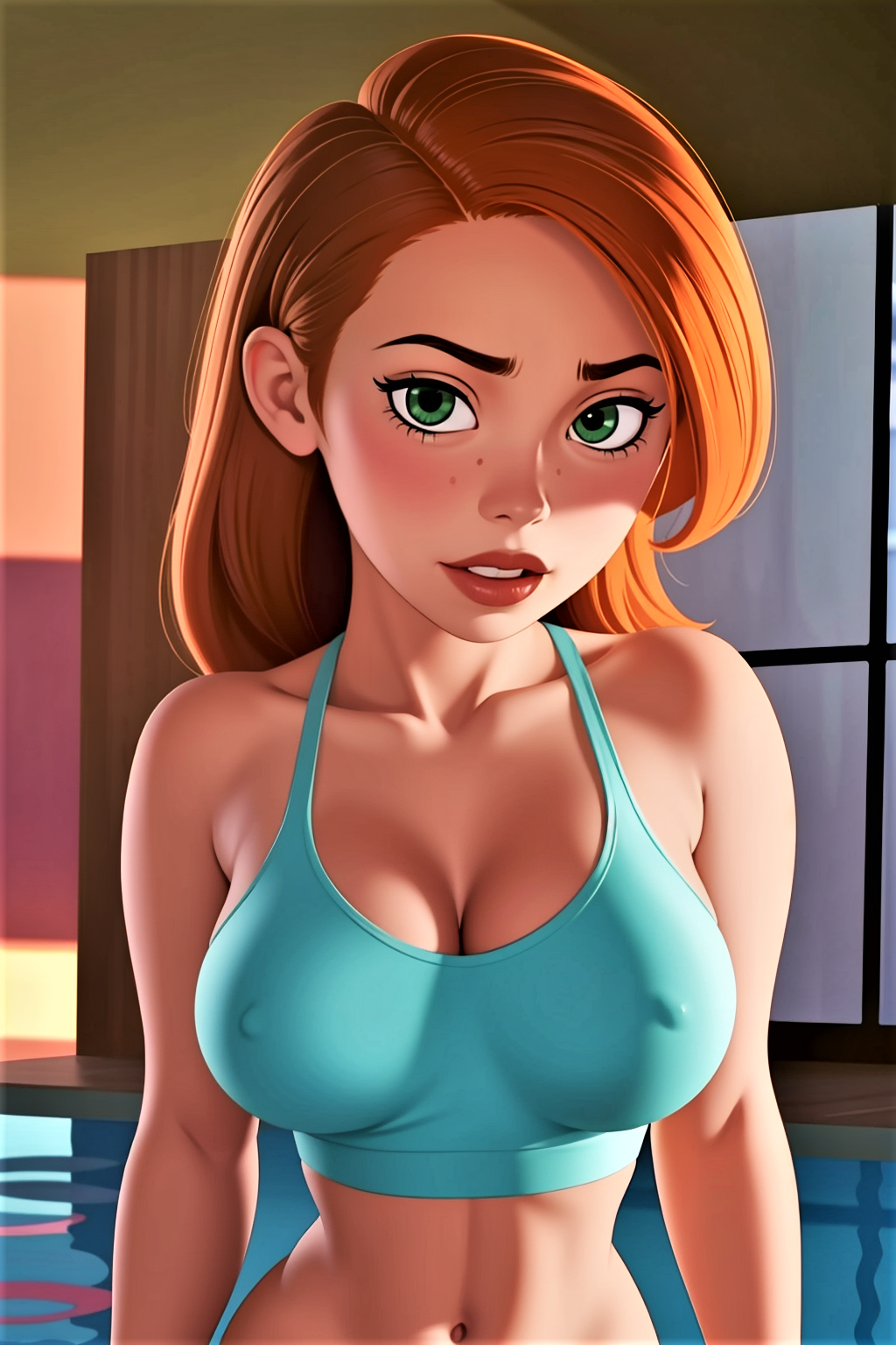 bikini_top breasts erect_nipples_under_clothes kim_possible kimberly_ann_possible