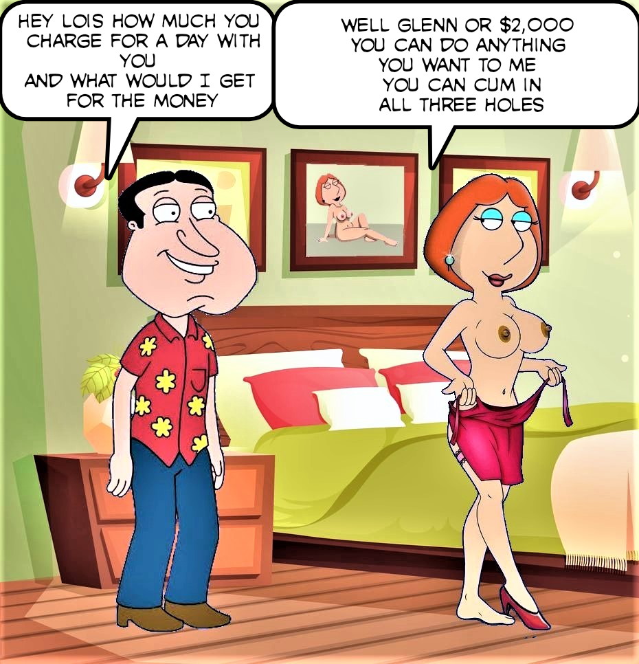 1boy 1girl breasts english_text family_guy lois_griffin nipples tagme text text_bubble