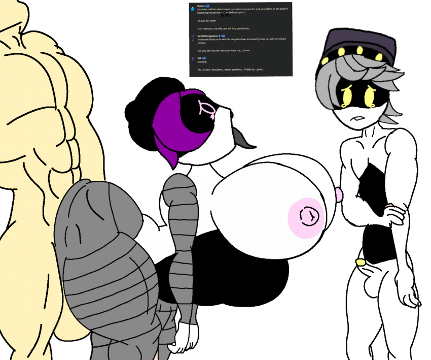 1girl 2boys big_breasts big_penis character.ai cheating cheating_girlfriend cuckold glitch_productions hat interracial interspecies murder_drones netorare ntr robot robot_girl serial_designation_n_(murder_drones) small_penis_humiliation suarez_(falcone360) tasteofchoklit traced uzi_doorman_(murder_drones)