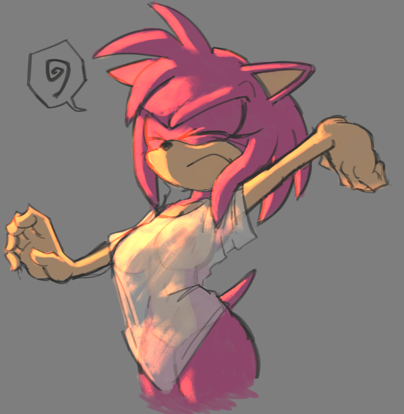 1girl 1girl 1girl amy_rose anthro areola bottomless breasts closed_eyes clothed clothing curvy_figure eulipotyphlan eyelashes featureless_crotch fur grey_background head_tuft hedgehog lewdmcgill mammal navel nipples pink_areola pink_body pink_fur pink_nipples sega shirt simple_background slim sonic_the_hedgehog_(series) stretching tan_body tan_fur thick_thighs topwear translucent translucent_clothing translucent_topwear tuft white_clothing white_shirt white_topwear wide_hips