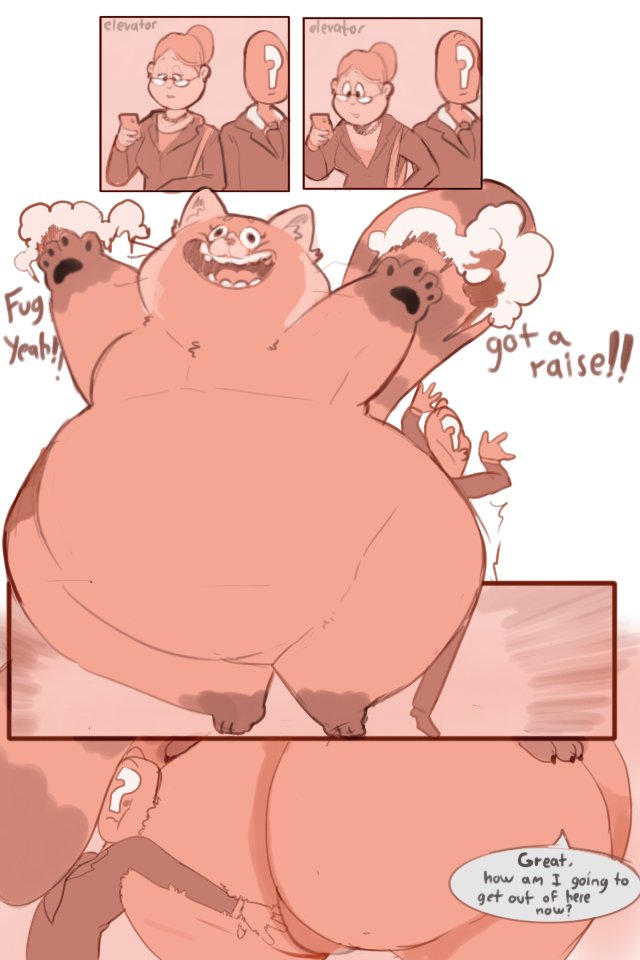1boy 1girl 1girls 2020 aged_up ailurid anon anthro ass belly big_ass clothing comic disney english english_text genitals human mammal mei_lee obese overweight pixar plump pussy red_panda shamenando shirt topwear turning_red