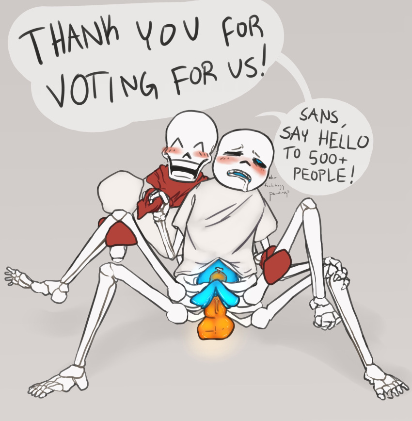 1boy 1cuntboy 2020s 2023 animated_skeleton balls blue_clitoris blue_pussy blush blushing_male bottom_sans bottomless bottomless_male brother brother/brother brother_and_brother brother_penetrating_brother brothers clitoris clothed clothing cuntboy cuntboy_penetrated cuntboysub dominant dominant_male drooling duo ectopenis ectoplasm ectopussy english_text fontcest from_behind_position gloves glowing glowing_genitalia glowing_penis grabbing_legs grey_background incest legs_apart male male/cuntboy male_penetrating male_penetrating_cuntboy maledom mellouwana monster orange_balls orange_penis orange_testicles papyrus papyrus_(undertale) papysans partially_clothed partially_clothed_male penetration penis pussy red_gloves sans sans_(undertale) seme_papyrus sex simple_background skeleton smiling smiling_at_viewer speech_bubble submissive submissive_cuntboy talking_to_another talking_to_viewer testicles text text_bubble top_papyrus uke_sans undead undertale undertale_(series) vaginal vaginal_penetration vaginal_sex yaoi