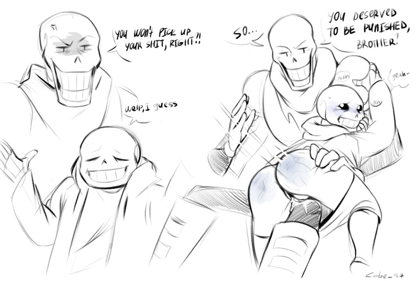 1boy 1cuntboy anger_vein animated_skeleton artist_name ass big_dom big_dom_small_sub bigger_dom bigger_dom_smaller_sub bigger_male boots bottom_sans bottomless brother brother/brother brother_and_brother brothers clothed clothing cobe-87 cuntboy cuntboysub dominant dominant_male duo ectobody ectopussy english_text fontcest hoodie incest jacket larger_male male male/cuntboy maledom monochrome monster papyrus papyrus_(undertale) papysans punishment pussy pussy_juice sans sans_(undertale) seme_papyrus size_difference skeleton small_sub small_sub_big_dom smaller_cuntboy smaller_sub smaller_sub_bigger_dom spank_marks spanking spanking_ass spanking_butt speech_bubble submissive submissive_cuntboy talking_to_another tears text text_bubble top_papyrus uke_sans undead undertale undertale_(series) white_background yaoi