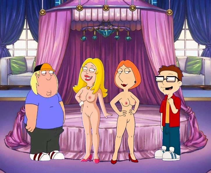 american_dad breasts chris_griffin crossover erect_nipples family_guy francine_smith glasses lois_griffin nude shaved_pussy steve_smith thighs