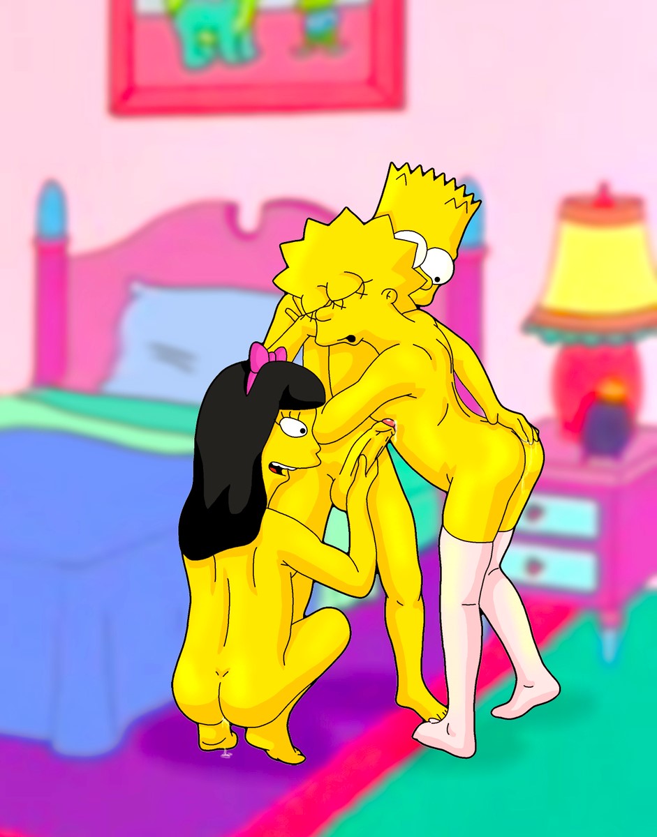 ass bart_simpson brother_and_sister erect_penis evilweazel_(artist) handjob huge_penis incest jessica_lovejoy lisa_simpson nude stockings the_simpsons thighs