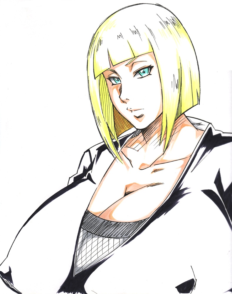 1girl 1girl 1girl big_breasts blonde_hair blue_eyes bob_cut breasts clothed_female female_focus female_only huge_breasts mature mature_female naruto naruto_shippuden nipples samui short_hair solo_female solo_focus sunahara_wataru tagme