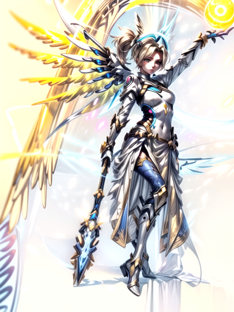 1girl ai_generated angel_wings armor blizzard_entertainment blond blond_hair blonde blonde_female blonde_hair clothed_female female female_only heroine mercy_(overwatch) overwatch overwatch_2 pixai pooplool slim slim_legs sole_female solo solo_female tagme wearing_armour woman