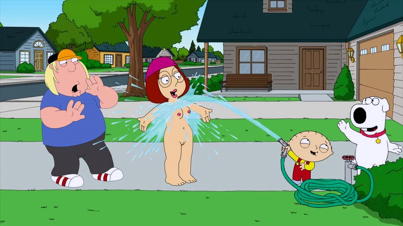 breasts brian_griffin chris_griffin erect_nipples family_guy glasses hat hose meg_griffin nude shaved_pussy stewie_griffin thighs