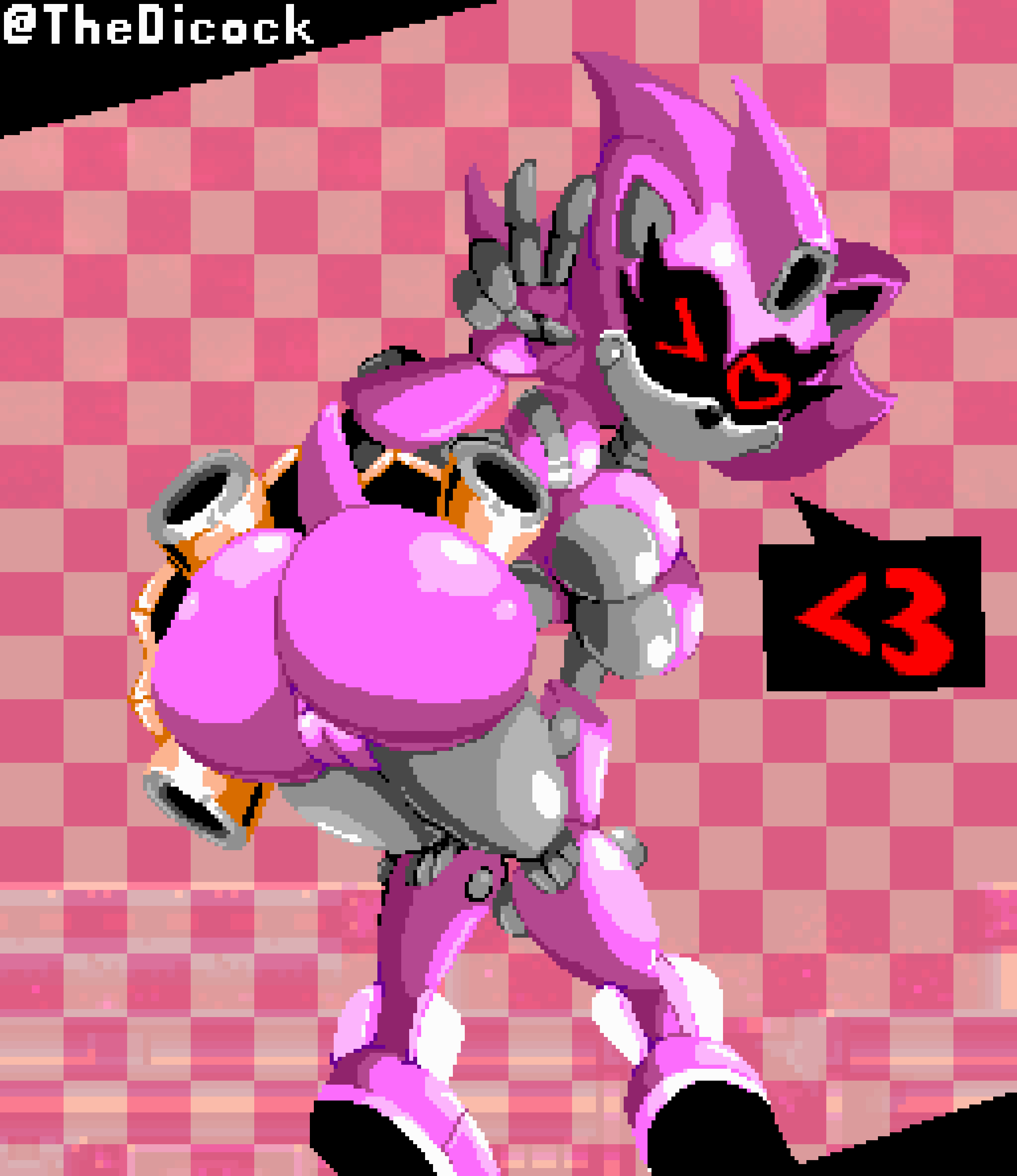 &lt;3 2023 amy_rose anus ass ass_focus bending_over bottomless breasts exposed_ass exposed_pussy female heart heart-shaped_pupils heart_eyes looking_at_viewer metal_amy one_eye_closed palette_limitation peace_sign pixel_art pussy red_eyes robot robot_girl sega sonic_superstars sonic_the_hedgehog_(series) tail text_box thedicock