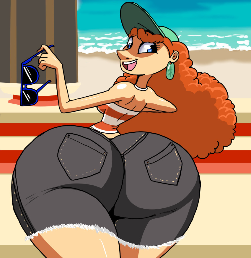 1girl ass ass ass_bigger_than_head beach big_ass big_ass blue_eyes bottom_heavy bubble_ass bubble_butt disney ear_piercing earrings enormous_ass enormous_butt eyewear_removed fat_ass fat_butt female_only full_of_gas gigantic_ass gigantic_butt hat huge_ass huge_ass inner_workings kate_(inner_workings) large_ass large_butt long_hair massive_ass massive_butt narrow_shoulders orange_hair roga14 sexy sexy_ass smelly_ass striped_shirt sun_hat sunglasses sunglasses_removed thick_ass thick_thighs thighs thin_arms thin_waist voluptuous wide_hips