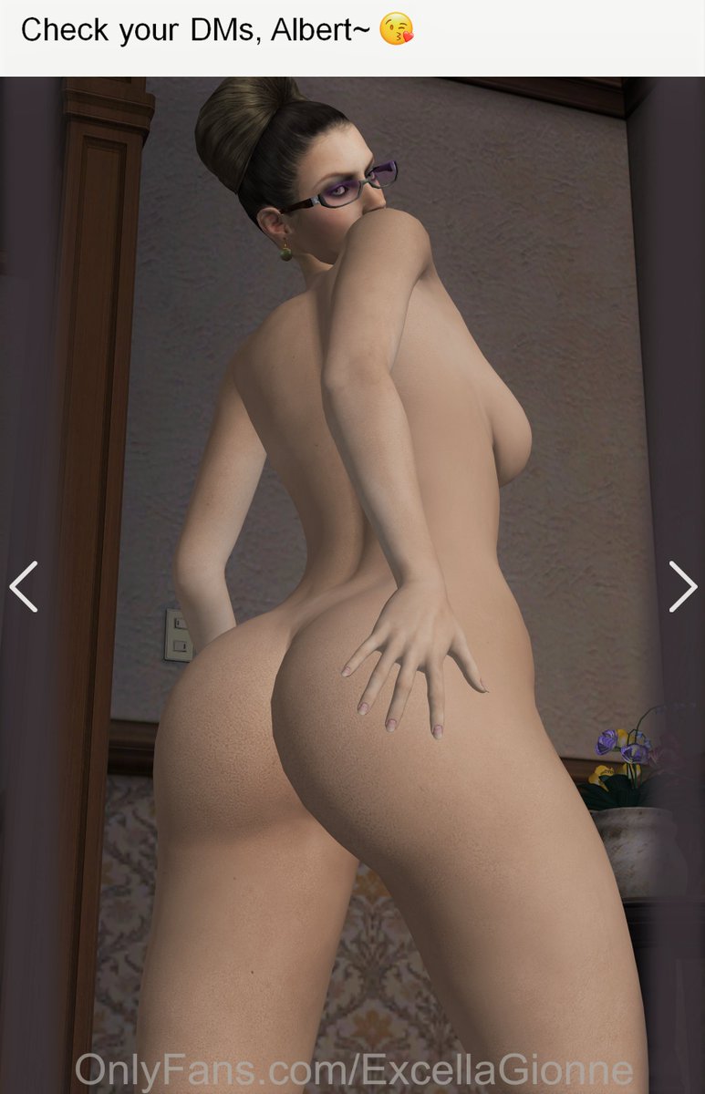 1girl ass capcom darkoverlord1296 excella_gionne glasses hand_on_ass nude onlyfans resident_evil resident_evil_5 twitter