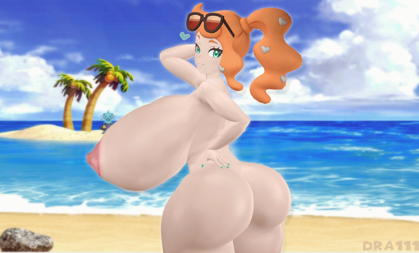 1girl 1girl 3d 3d_(artwork) back_view backboob beach big_ass big_breasts big_breasts blue_eyes breasts_bigger_than_head bubble_ass bubble_butt dra111_(artist) erect_nipples female_only full_of_milk huge_ass huge_ass huge_breasts huge_nipples hyper_breasts large_ass large_butt nude nude nude_beach nude_female orange_hair pokemon seductive seductive_eyes seductive_look seductive_smile sexy sexy_ass sexy_body sexy_breasts smelly_ass sonia_(pokemon) thick_ass thick_thighs