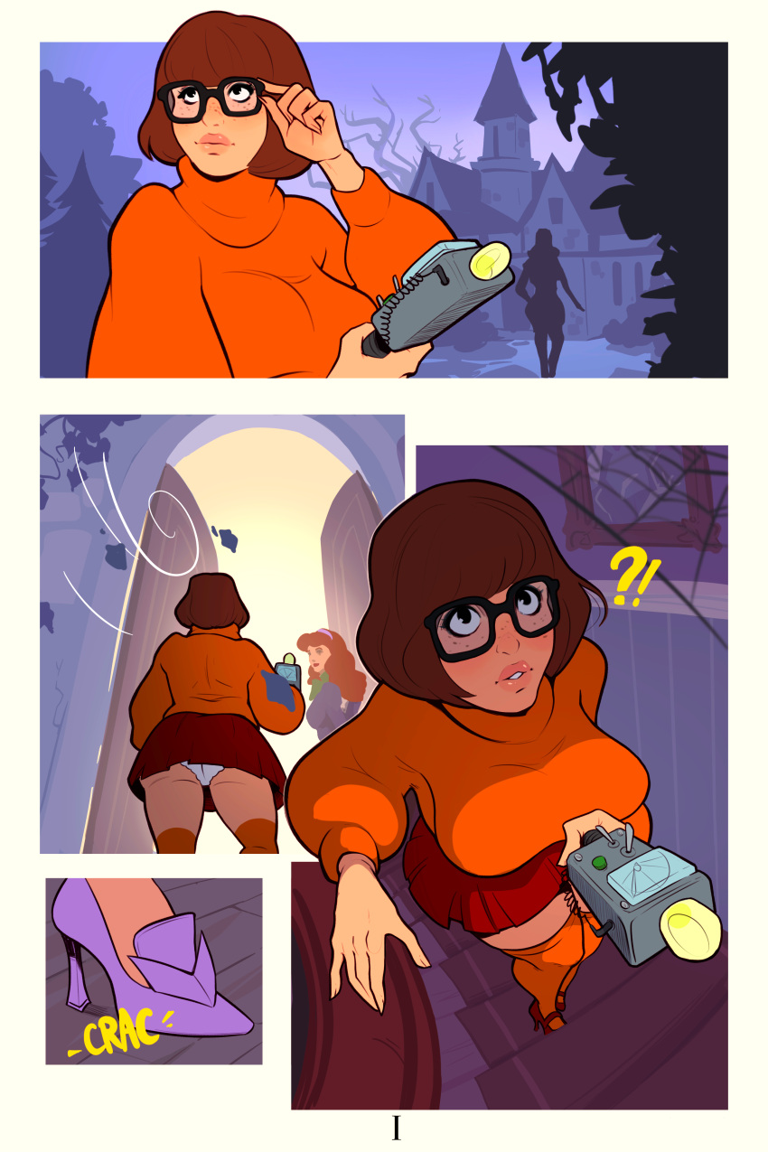 big_breasts daphne_blake glasses miniskirt panties scooby-doo sweater thighs velma_dinkley