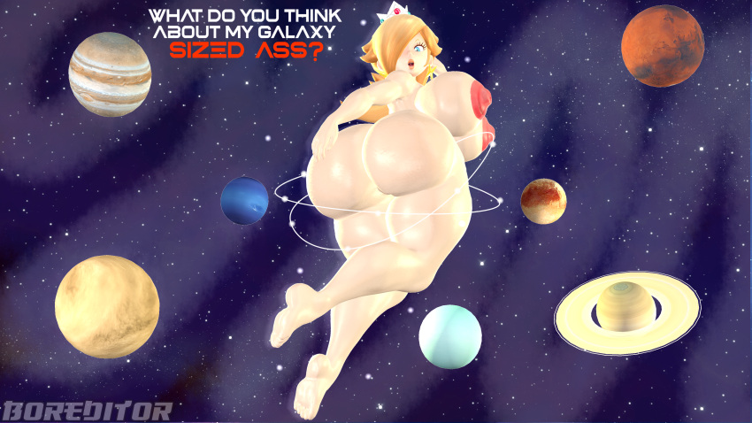 1girl 1girl 1girl 3d 3d_(artwork) alternate_breast_size areola areola ass ass_focus barefoot big_ass big_breasts big_breasts big_breasts blonde_hair boreditor bubble_ass bubble_butt completely_nude completely_nude_female crown curvy dialogue earrings female_focus female_only full_body giantess giga_giantess glowing high_res high_resolution light-skinned_female light_skin long_hair mario_(series) massive_ass massive_breasts naked_female nintendo nipples nude nude nude_female planet rosalina round_ass sexy sexy_ass sexy_body sexy_breasts sfm smelly_ass smug smug_face solo_female source_filmmaker space star_earrings super_mario_bros. text thick_thighs thighs
