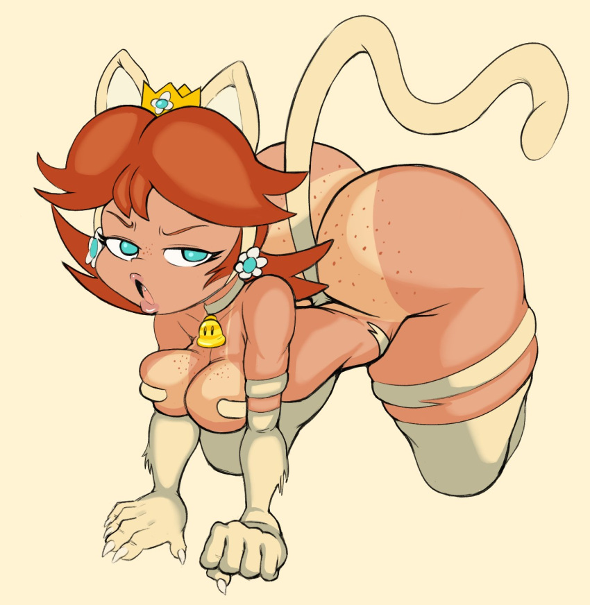 1girl 1girl 1girl 2023 all_fours animal_ears ass ass_freckles big_ass bimbo blue_eyes breasts brown_hair bubble_butt cat_bell cat_ears cat_tail catgirl claws crown darkstalkers earrings fangs felicia felicia_(cosplay) felicia_(darkstalkers) felicia_(darkstalkers)_(cosplay) feline female_only freckles freckles_on_ass freckles_on_breasts freckles_on_face fur huge_ass huge_thighs lipstick mario_(series) medium_breasts nintendo open_mouth princess_daisy purple_yoshi_draws seductive seductive_eyes seductive_look sexy sexy_ass sexy_body sexy_breasts shortstack simple_background skindentation smelly_ass solo_female solo_focus super_bell tail tan-skinned_female tan_line tan_skin teeth thick_ass thick_thighs thighs tongue white_background white_fur wide_hips
