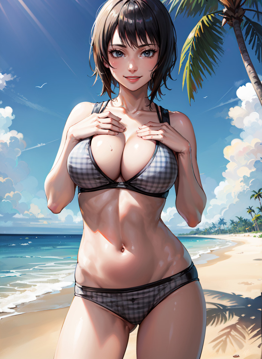 1girl 1girl 1girl ai_generated alex-schura big_breasts black_eyes black_hair breasts female_focus female_only mature mature_female naruto_(series) short_hair solo_female solo_focus tagme