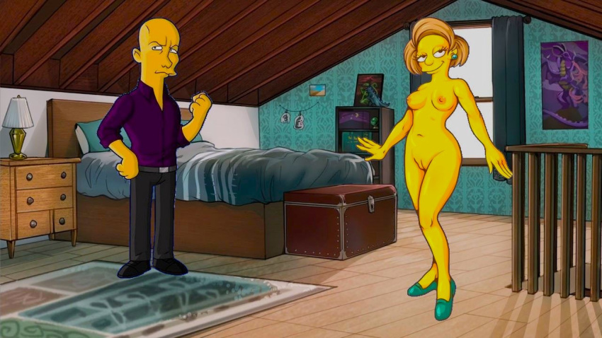 breasts edna_krabappel erect_nipples nude shaved_pussy smile the_simpsons thighs