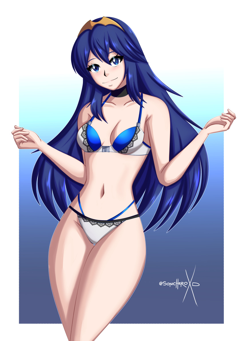 1girl 1girl 1girl alluring breasts cleavage female_only fire_emblem fire_emblem_awakening looking_at_viewer lucina lucina_(fire_emblem) medium_breasts nintendo panties sonicheroxd tank_top underwear