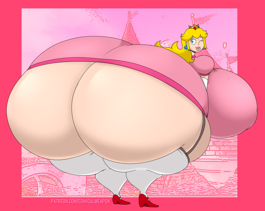 1girl 2023 ass bad_anatomy big_ass big_breasts big_lips big_thighs blonde_hair blue_eyes breasts bubble_ass bubble_butt butt_crack comical_weapon comicalweapon crown dat_ass delicious_ass dumptruck_ass earrings full_of_gas full_of_milk gigantic_ass gigantic_breasts gigantic_butt high_heels huge_ass huge_breasts huge_thighs large_ass large_thighs leggings legwear lips long_hair mario_(series) massive_ass massive_breasts massive_butt nintendo one_eye_closed pink_lips pink_lipstick plump princess_peach sexy sexy_ass sexy_body sexy_breasts shiny_ass shiny_breasts shiny_butt shiny_hair shiny_skin smelly_ass super_mario_bros. thick_ass thick_thighs thighs tongue tongue_out white_leggings white_legwear white_skin wink winking_at_viewer yellow_hair